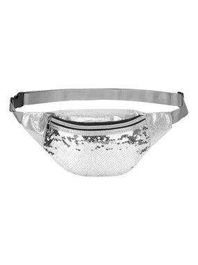 Sequined Fanny Pack Waist Belt Bag Crossbody PU Leather Water Resistant